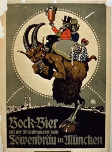 Reklama na pivo Bock z pivovaru Lowenbrau, Mnichov od German School