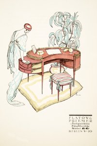 Reklama na Flatow  Priemer, starožitnosti, ze Stylu, pub.1922 (pochoárový tisk) od German School