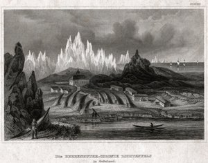 Akunnat, Grónsko. (rytina, cca 1850) od German School