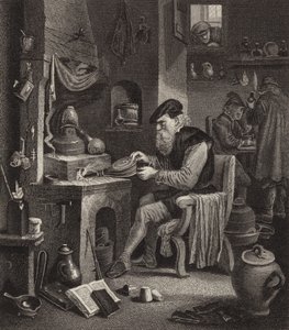 Alchymista v práci. Ilustrace pro Bilder-Atlas (rytina) od German School