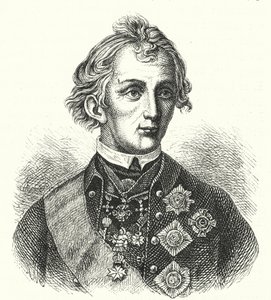 Alexander Suvorov, ruský generál (rytina) od German School