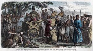 Starověké dějiny. Egypt. Počítání rukou useknutých vězňům. Německý ... (rytina) od German School