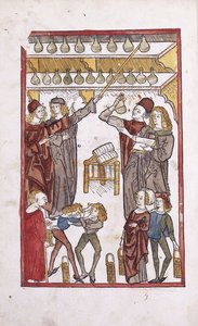 Lékárníci a lektvary se dvěma chlapci bojujícími v popředí, 1491 od German School