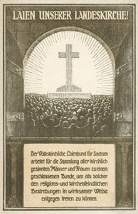 Výzva k obraně kostelů v Sasku, Německo (litho) od German School