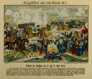 Bitva u Zaječaru, 2.-3. července 1876, během první srbsko-osmanské války (1876-77), Neuruppiner Bilderbogen, 1876 od German School