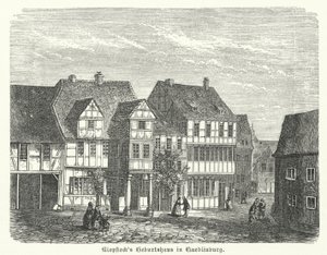 Místo narození básníka Friedricha Gottlieba Klopstocka, Quedlinburg, Německo (rytina) od German School