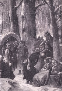 Bivak ve sněhu, Cassellova historie války mezi Francií a Německem vydaná společností Cassell and Company Limited, kolem roku 1890 (litho) od German School