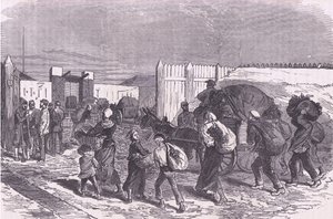 Přinášíme zeleninu z předměstí, Cassells History of the War between France and Germany vydané společností Cassell and Company Limited, kolem roku 1890 (litho) od German School