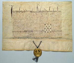Bula Karla IV. (1316-78) císař Svaté říše římské, 29. ledna 1365 (inkoust na pergamenu se zlatou pečetí) od German School