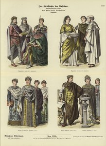 Byzantské kostýmy, první polovina 6. století od German School