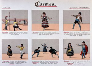 Carmen - série obrázků z 19. století od German School
