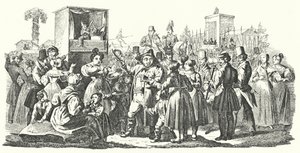 Karneval ve Stuttgartské čtvrti Cannstatt, podzim 1835 (rytina) od German School
