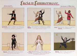 Kreslený film zesměšňující operu Lucia di Lammermoor od Donizettiho (barevné lito od German School