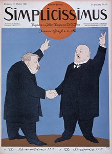 Kreslený film o francouzsko-německém sblížení: Briand a Stresemann - v „“Simplicissimus““ z 11.10.1926 (rytina) od German School