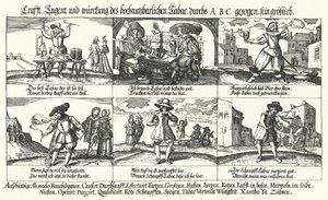 Karikatura o tabáku a kouření dýmky (rytina) od German School