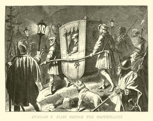 Karel V. letí před protestanty od German School