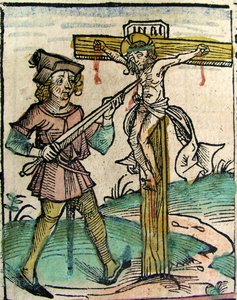 Kristus znovu ukřižovaný, publikovaný v Norimberské kronice, 1493 od German School