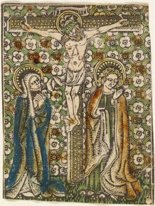 Kristus na kříži s Marií a svatým Janem, kolem roku 1460 (kovoryt) od German School