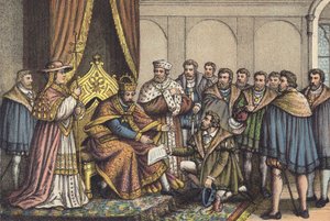 Christian Bayer čte Augsburské vyznání (chromolitho) od German School