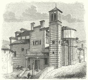 Kostel Santiago del Arrabal, Toledo, Španělsko (rytina) od German School