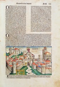 Město Ninive, z „Liber Chronicarum“ od Hartmanna Schedela (1440-1514) 1493 (barevný dřevoryt) od German School