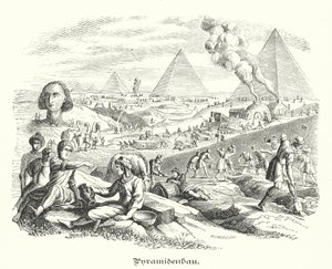 Stavba pyramid, starověký Egypt (rytina) od German School