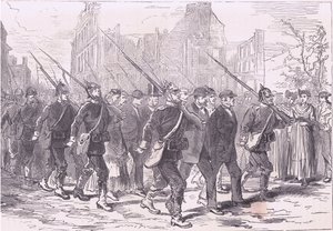 Konvoj zajatců, Cassells Historie války mezi Francií a Německem vydaná Cassell and Company Limited, kolem roku 1890 (litho) od German School