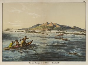 Korálový útes u ostrova Puynipet (Pohnpei), Caroline Islands (barva litho) od German School