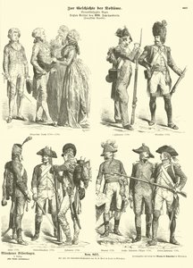 Kostýmy a vojenské uniformy republikánské Francie, 1790s od German School
