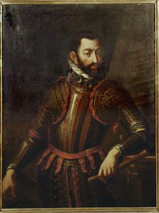 hrabě Adolf Schwarzenberg, který v roce 1594 dobyl zpět od Turků pevnost Gyoer v Uhrách ... od German School