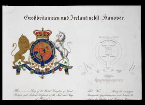 Hřeben krále Spojeného království Velké Británie a Irska, obránce víry a král Hannoveru (asi 1801-37) (viz také 111319) od German School