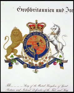 Hřeben krále Spojeného království Velké Británie a Irska, obránce víry a král Hannoveru (asi 1801-37) (viz také 111318) od German School