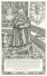 Cyriacus Schnaus, lékárník v 16. století Norimberk (rytina) od German School