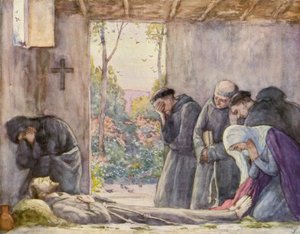 Smrt svatého Františka z Assisi (barevná litografie) od German School