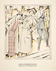 "Die Sachverständigen", reklama na kabáty Stawropulos  Moldauer, ze Stylu, pub.1922 (pochoir print) od German School