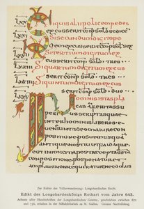 Edikt Rothari, král Langobardů, 643 (barevné lito) od German School