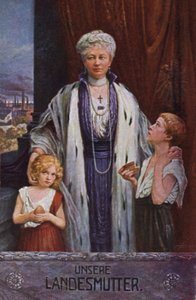 Císařovna Augusta Viktorie Německá, matka národa (barevná litografie) od German School