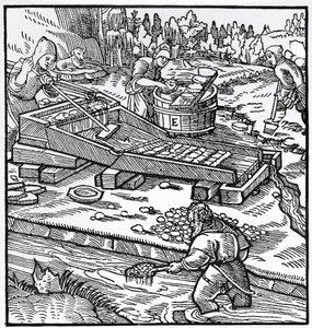 Rytina z De re metallica (O povaze kovů), Georg Pawer nebo Georgius Agricola (1494-1555) od German School