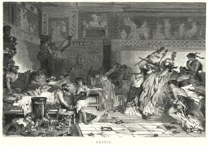 Zábava po jídle na římské hostině (litho) od German School