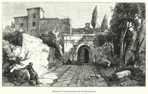 Vchod do hrobky Scipios, Řím (litho) od German School