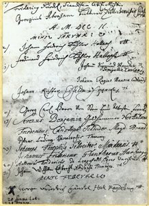 Záznam v záznamech univerzity v Halle, kde je uvedeno Händelovo jméno, 1702 od German School