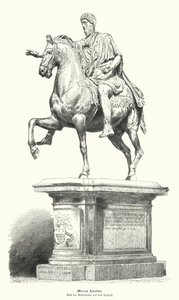 Jezdecká socha Marca Aurelia, římského císaře (rytina) od German School