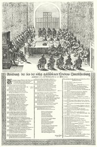 Evropský mírový kongres konaný v Norimberku v roce 1650 po třicetileté válce (rytina) od German School