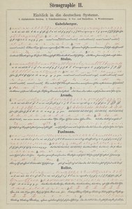 Příklady systémů německého těsnopisu (barevné litho) od German School