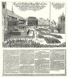 Poprava rebelů proti císaři Svaté říše římské Ferdinandovi II. v Praze od German School