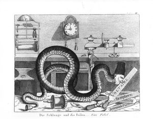 Fable of the Snake and the Files (rytina) (černobílá fotografie)