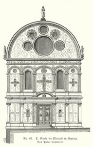 Fasáda kostela Santa Maria dei Miracoli, navržený Pietro Lombardo, Benátky, Itálie (rytina) od German School