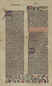 Faksilimile 42řádkové latinské bible Johannese Gutenberga z roku 1455 (barevné lito) od German School