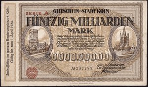 Bankovka padesát miliard marek, 1923 od German School