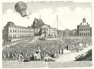 Let balónu bratří Montgolfierů ve Versailles od German School